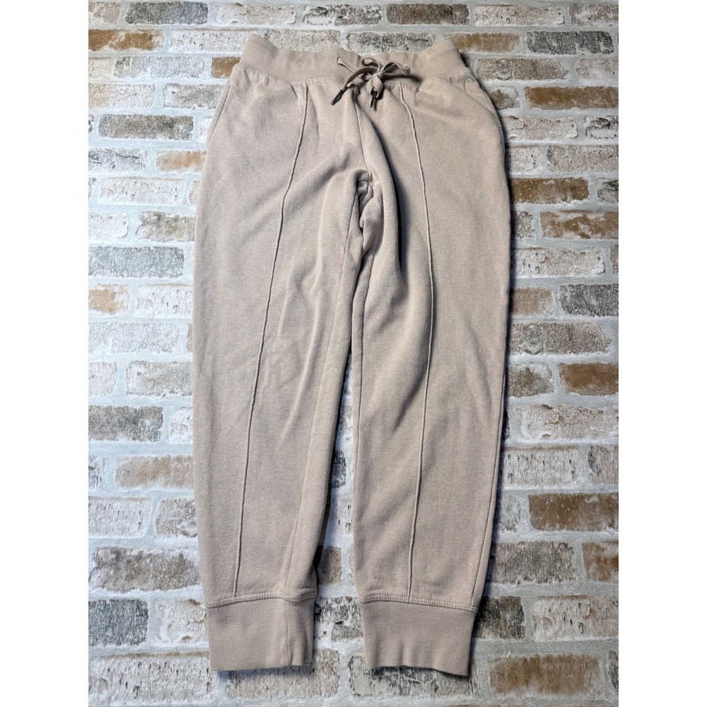 Head Womens Tan Beige Fleece Pintuck Joggers Drawstring Sweatpants Small
